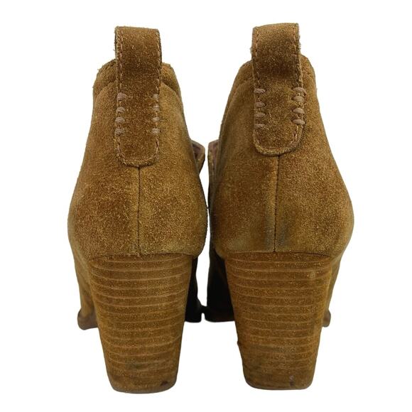 Jeffrey Campbell Rosalee Tan Suede Block Heel Western Ankle Boots Booties 6.5 - Picture 3 of 6